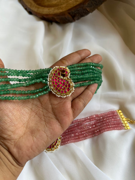 Kundan peacock pendant choker