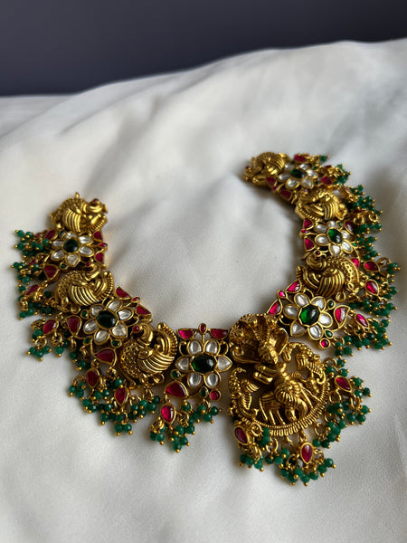 Antique Krishna peacock Kundan necklace with studs