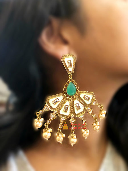 Enamel chaandbalis with pearls