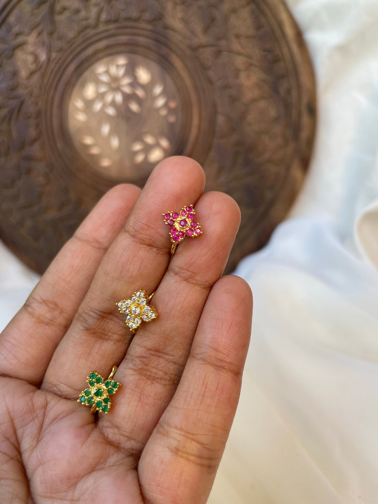 4 Petal Flower Clip On Nose Pin House