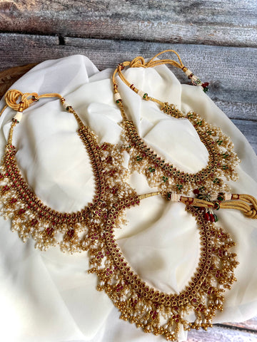 Peacock rice Pearl guttapusalu with earrings