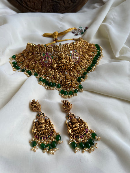 Premium Bridal Nagas Lakshmi choker with earrings