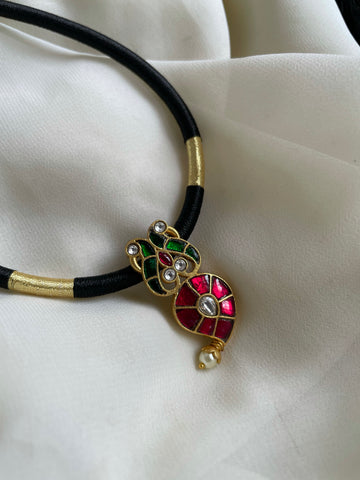 Kundan manga with peacock rope necklace