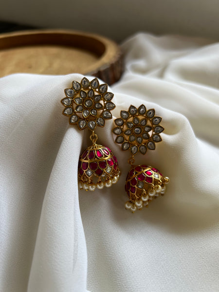 Kundan flower Jhumkas
