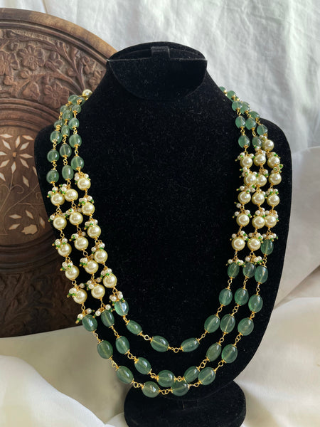 3 layer bead maala with pearls