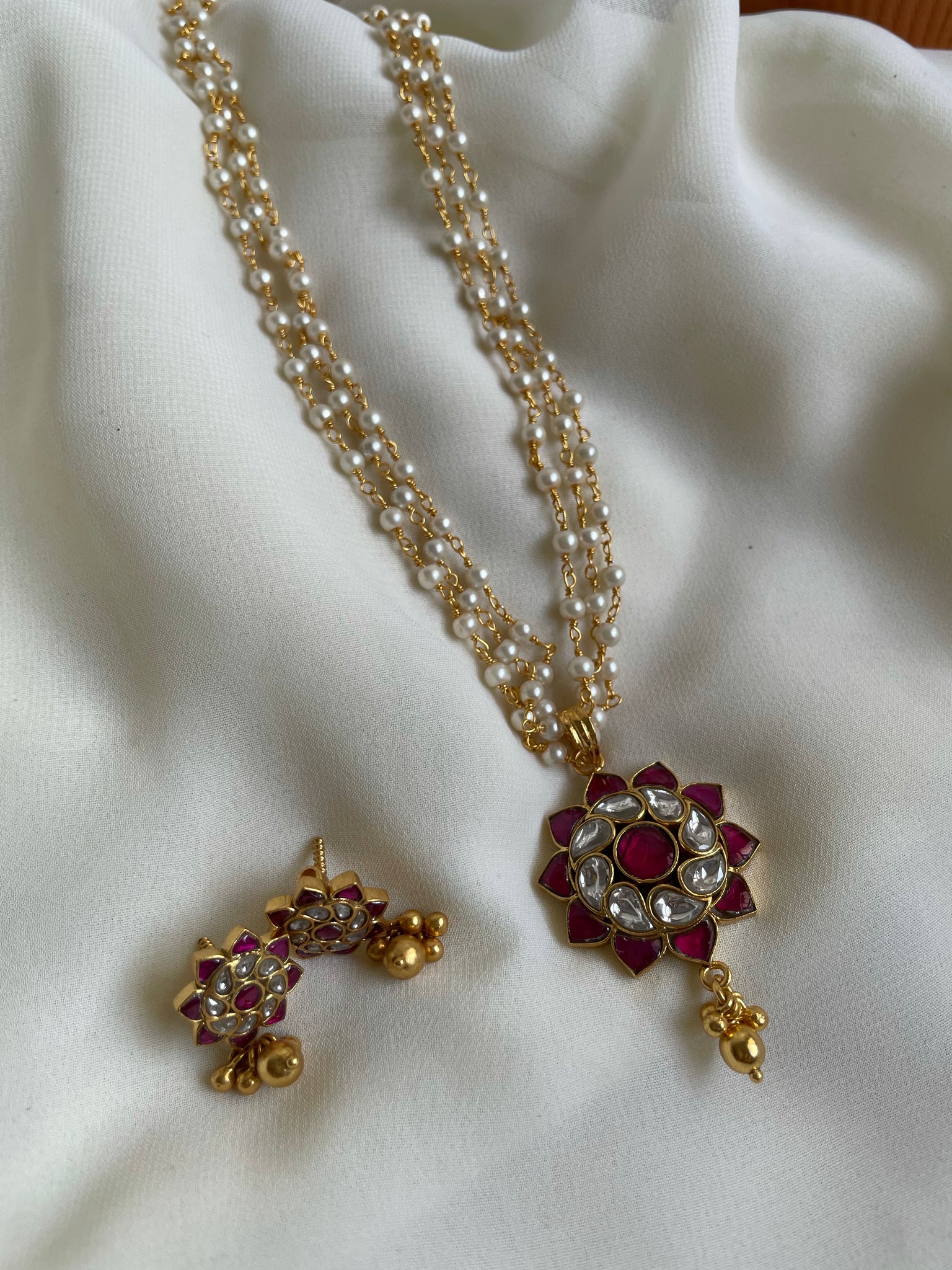 Kundan flower maala with studs
