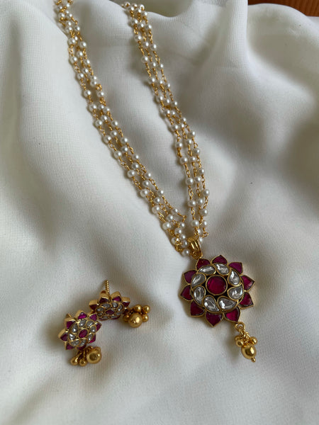Kundan flower maala with studs