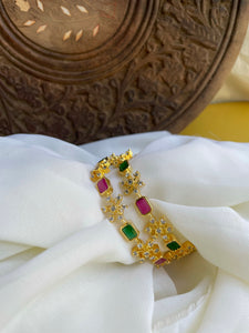 Stone flower bangles - set of 2