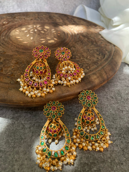 Kemp flower removable Bali Jhumkas