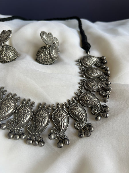 Oxidised manga necklace with jhumkas