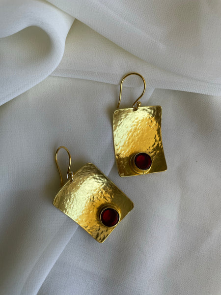 Ruby plate earrings