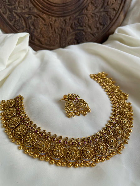Antique flower designer necklace with earrings