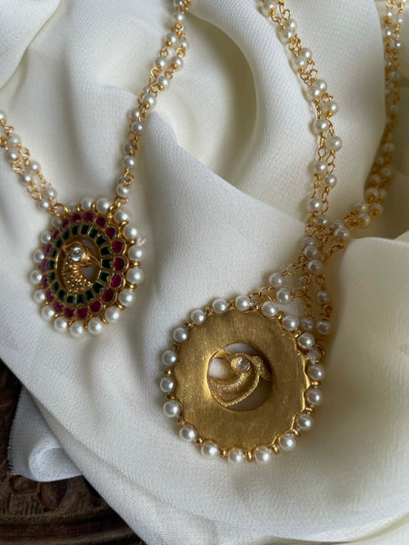 Kundan peacock Pearl pendant maala