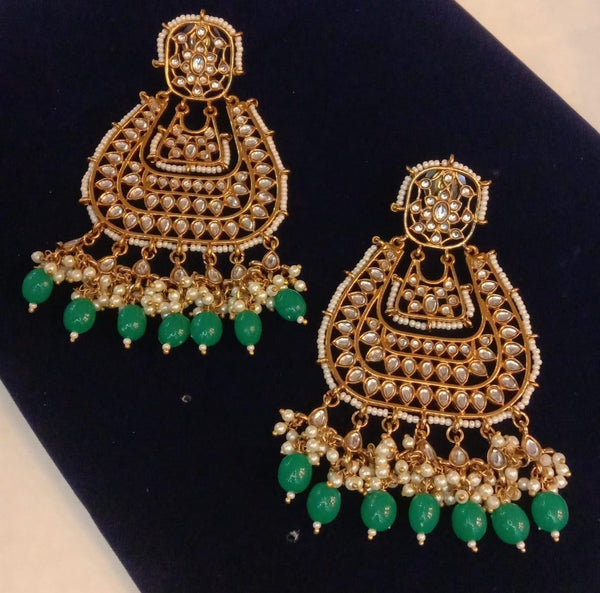 Kundan lookalike Chaandbalis with beads