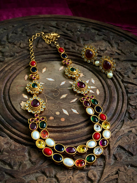 Grand navaratna necklace set
