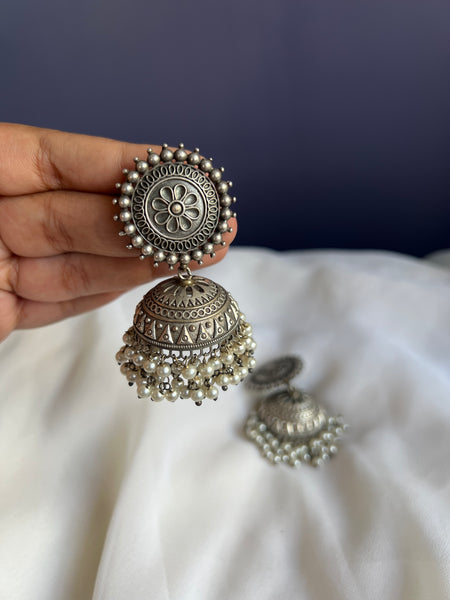 Chakra Pearl work jhumkas