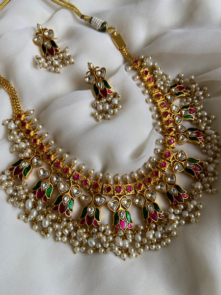 Kundan lotus guttapusalu with earrings