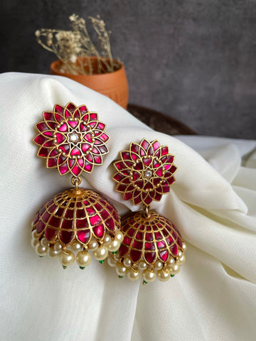 Kundan floral Jhumkas - I