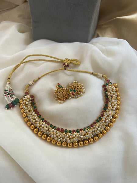 Kemp cluster necklace with jhumkas