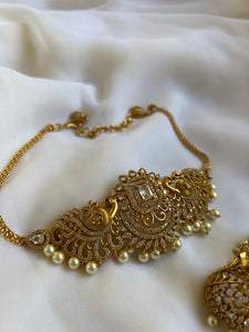 Ad stone regal choker with jhumkas