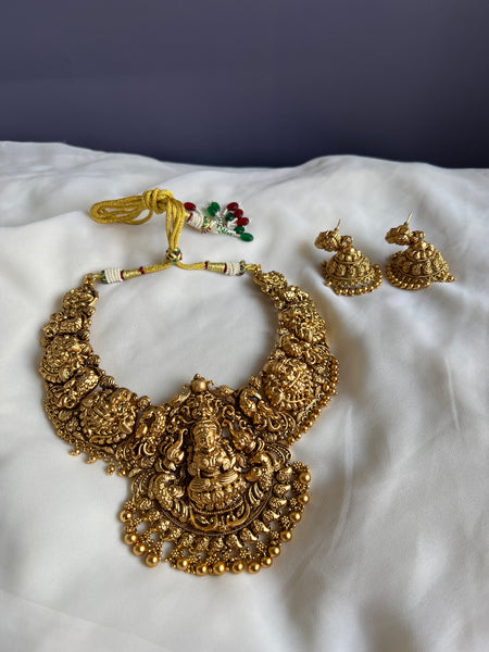 Nagas Lakshmi necklace with Jumbo jhumkas