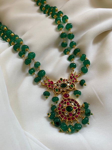 Oversize pumpkin bead haram with Kundan pendant