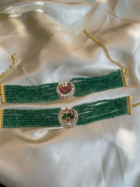 Kundan lotus choker with bead work