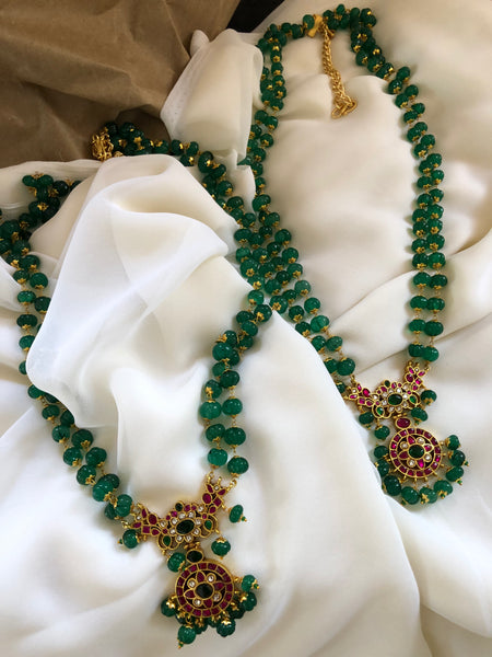 Oversize pumpkin bead haram with Kundan pendant