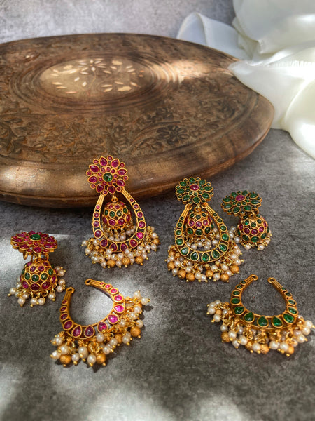 Kemp flower removable Bali Jhumkas