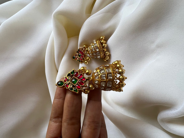 White Kundan Jhumkas