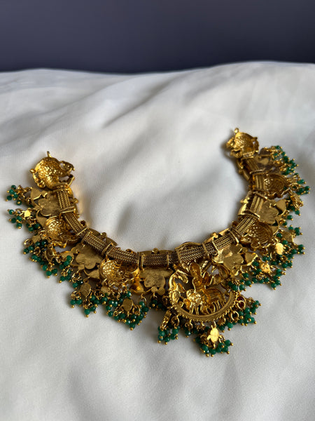 Antique Krishna peacock Kundan necklace with studs