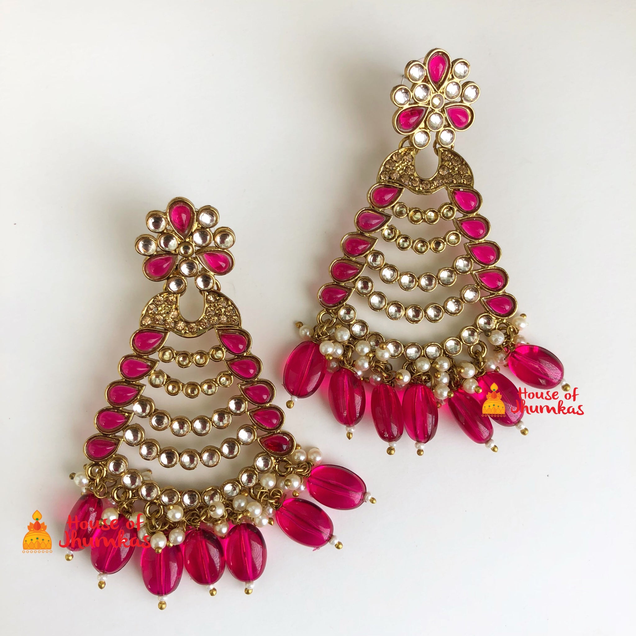 Ruby drops polki earrings
