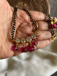 5 stone mangalsutra with studs(3 Colors)