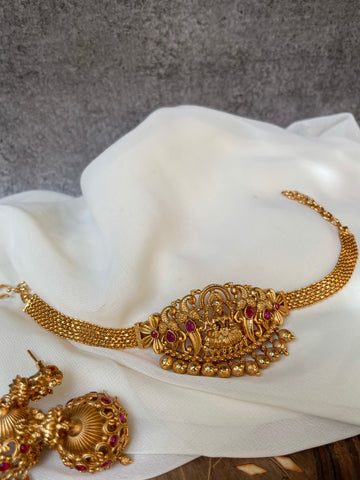 Lakshmi temple choker cum armband with Jhumkas