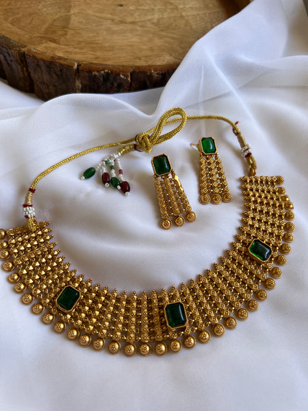 Premium bridal matte designer necklace with studs