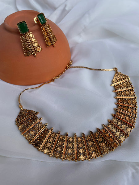 Designer gold bridal Necklace with earrings
