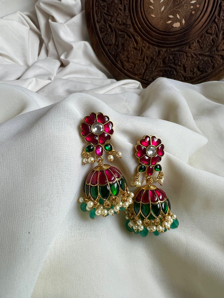 Kundan floral Jhumkas