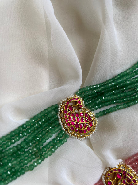 Kundan peacock pendant choker