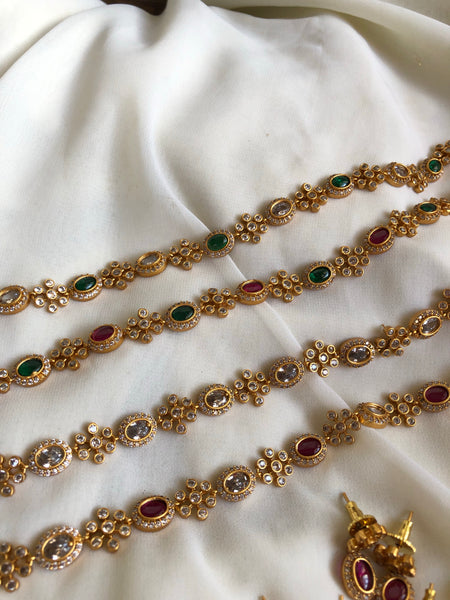 Oval stone choker with studs