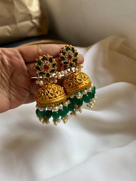 Jumbo emerald Nagas Jhumkas