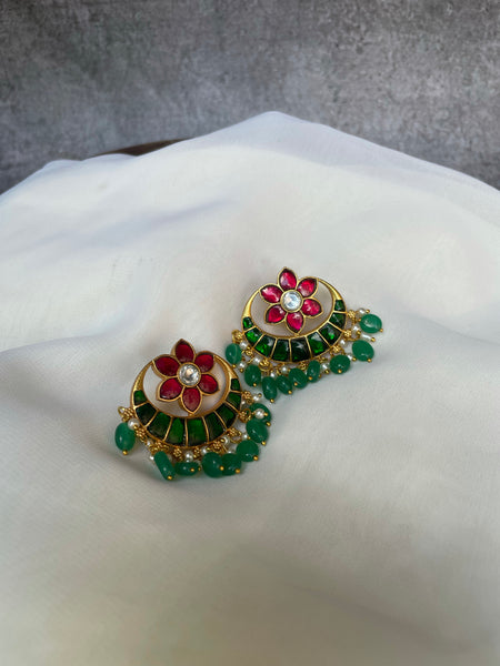 Kundan flower chaand Studs