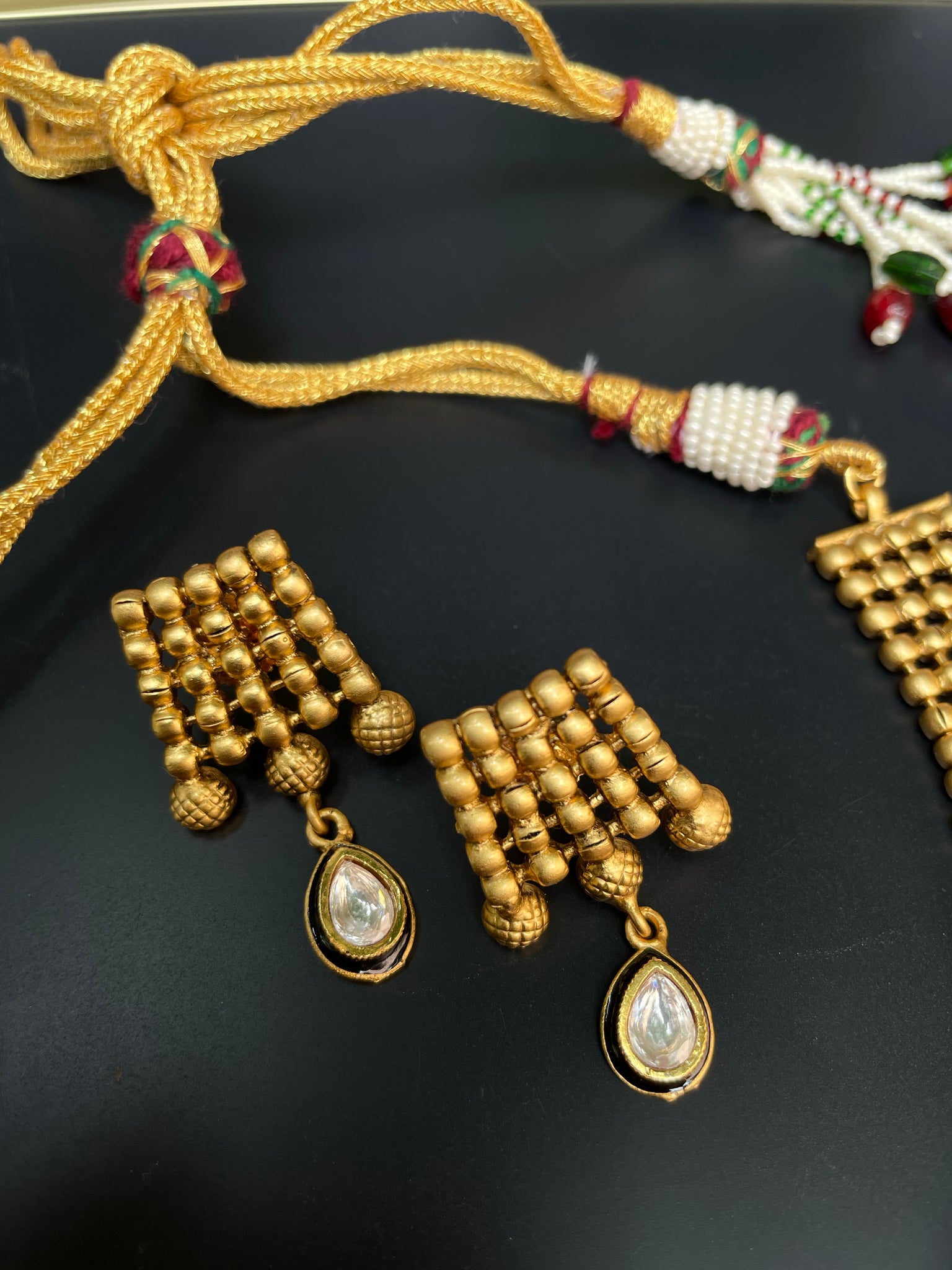 Antique designer necklace with studs