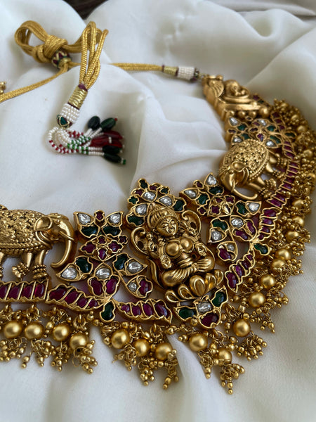 Kemp Gajalakshmi Necklace with Jhumkas