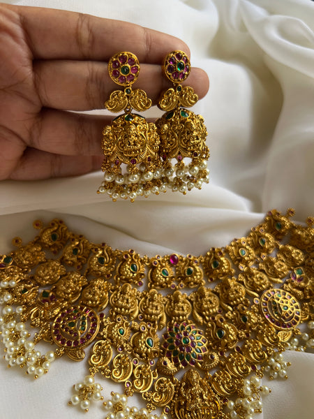 Lakshmi kemp flower necklace with Jhumkas