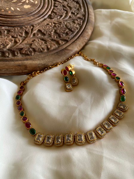 Kemp necklace with ad stone details(4 Colors)