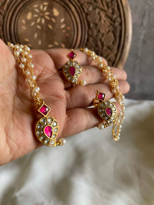 Kundan manga pendant  and studs with Pearl details