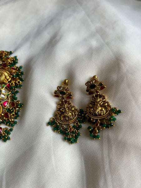Antique Krishna peacock Kundan necklace with studs
