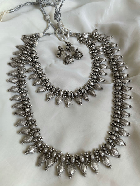 Oxidised temple necklace with jhumkas