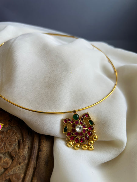 Kundan peacock hasli with studs