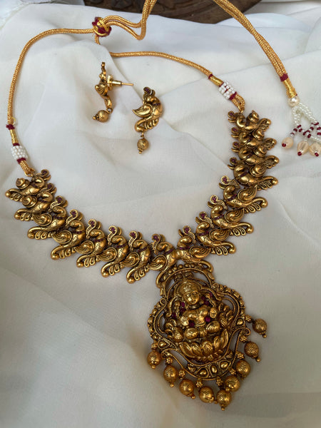 Nagas Lakshmi peacock necklace with studs